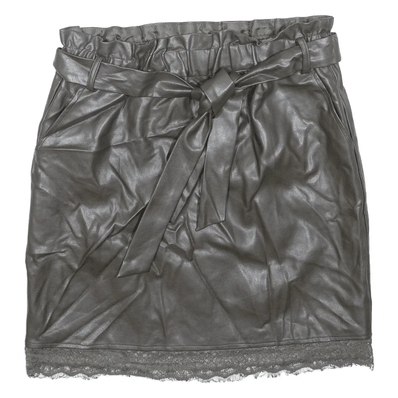 MOLLY BRACKEN Lace Trim Belted Womens Straight Skirt Green Short Viscose S velvet skirt luxury