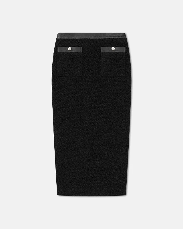 Xanthe - Boucle-Tweed Midi Skirt - Black chiffon skirt delicate