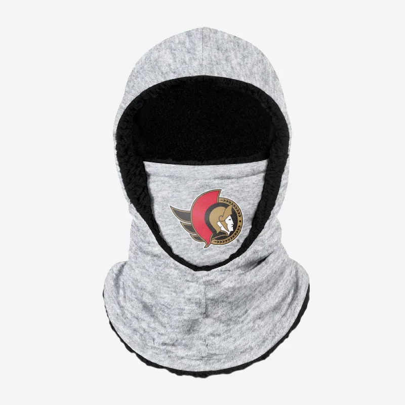 Ottawa Senators Heather Grey Big Logo Hooded Gaiter Hoodie with Typography Text Message Ottawa Senators Heather Grey Big Logo Hooded Gaiter Hoodie with Typography Text Message