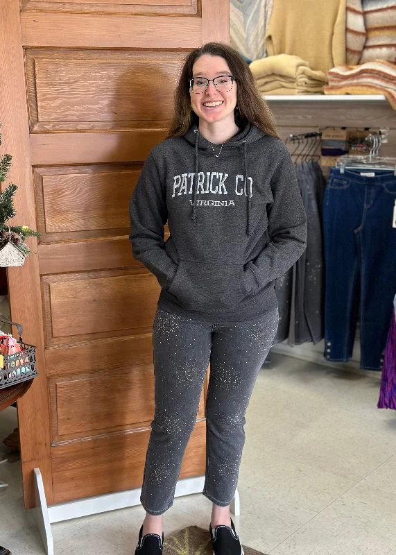 Patrick County Cotton Hooded Sweatshirt in Charcoal Hoodie with Distressed Vintage Worn Patrick County Cotton Hooded Sweatshirt in Charcoal Hoodie with Distressed Vintage Worn