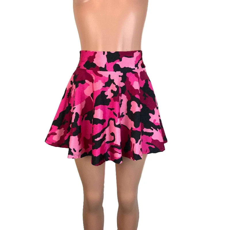 Skater Skirt - Pink & Black Camo velvet skirt luxury
