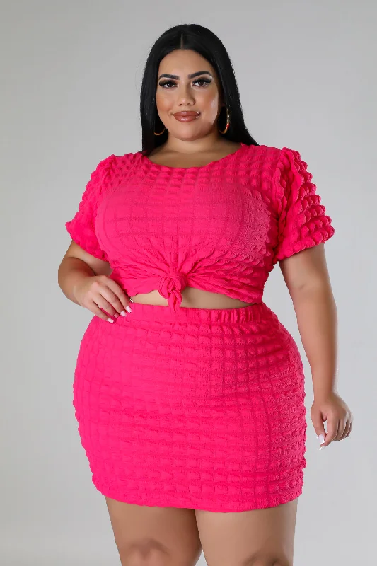 Popping Attitudes Skirt Set asymmetrical skirt cut