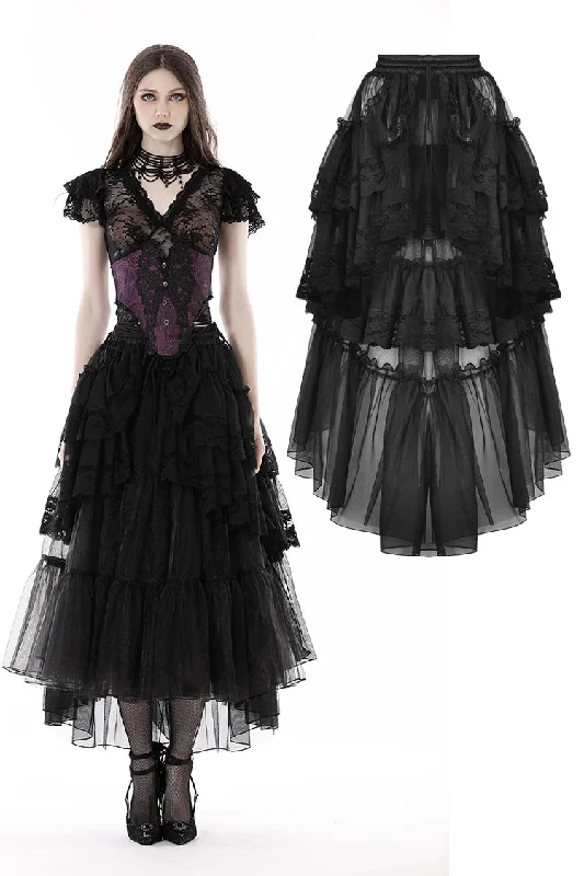Punk layered frilly high low skirt  KW293 athletic skirt fit