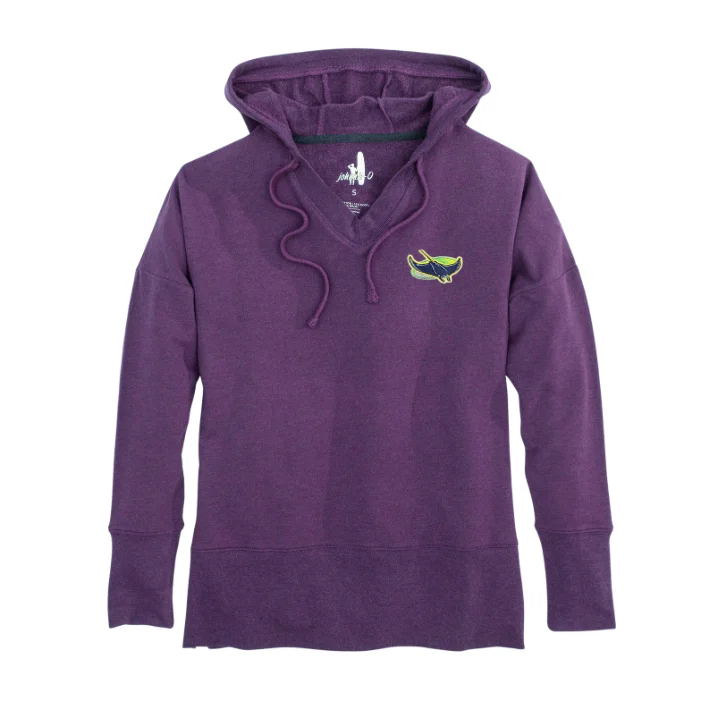Devil Rays Women's Johnnie-O Purple Carrie V-Neck Hoodie Hoodie with Zipper Versatile Modern Devil Rays Women's Johnnie-O Purple Carrie V-Neck Hoodie Hoodie with Zipper Versatile Modern