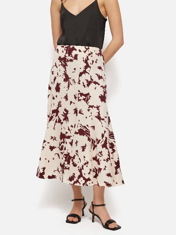 Silhouette Peony Midi Skirt | Cream chiffon skirt airy