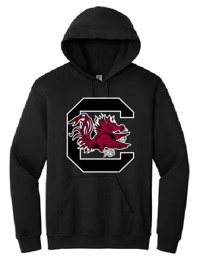 South Carolina Gamecocks Block C Hoodie- Adult/Black Hoodie with Tie-Dye Psychedelic Retro South Carolina Gamecocks Block C Hoodie- Adult/Black Hoodie with Tie-Dye Psychedelic Retro