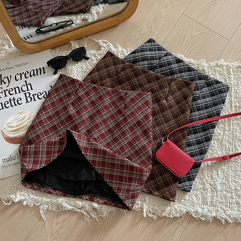 Spiced Plaid Mini Skirt (3 Colors) silk skirt sleek