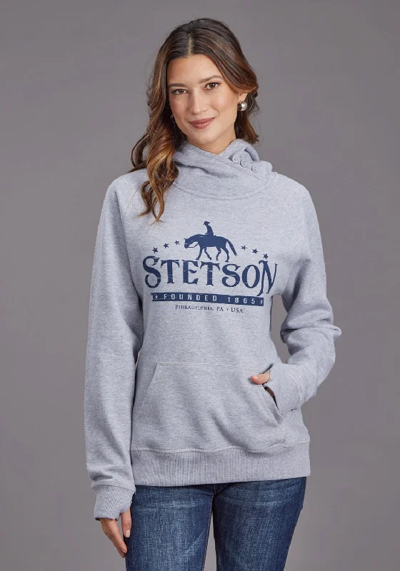 Stetson Womens Horserider Stars Grey Cotton Blend Hoodie Hoodie with Drop Shoulder Relaxed Streetwear Stetson Womens Horserider Stars Grey Cotton Blend Hoodie Hoodie with Drop Shoulder Relaxed Streetwear