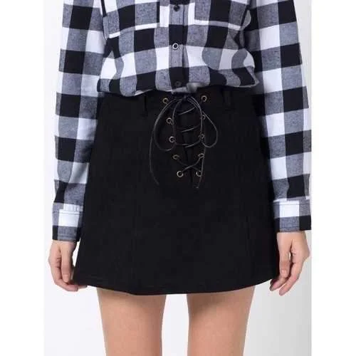 A Line Mini Winter Skirt - Black S cashmere skirt soft